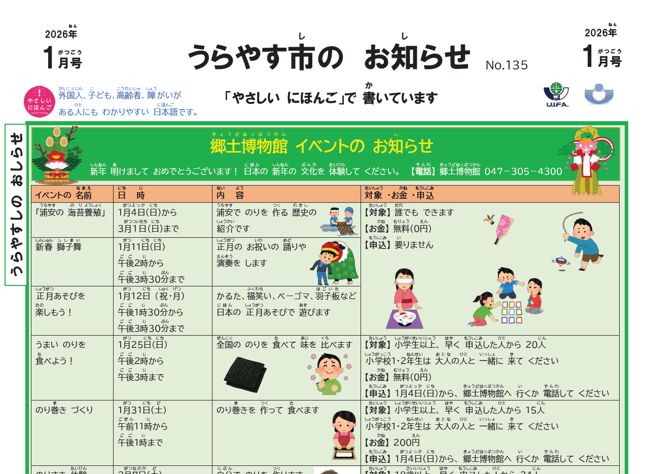 うらやす市のお知らせ 1月1日号No.135