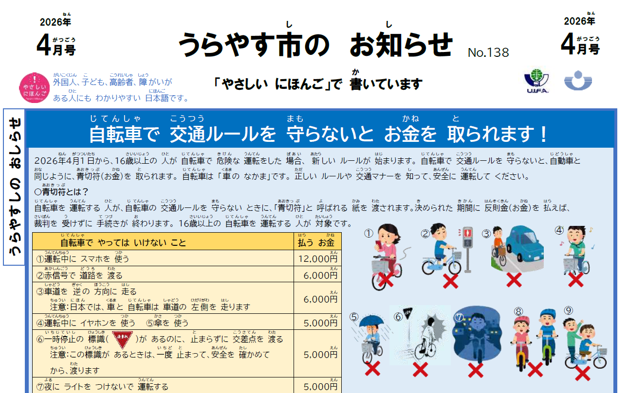 うらやす市のお知らせ 4月1日号No.138